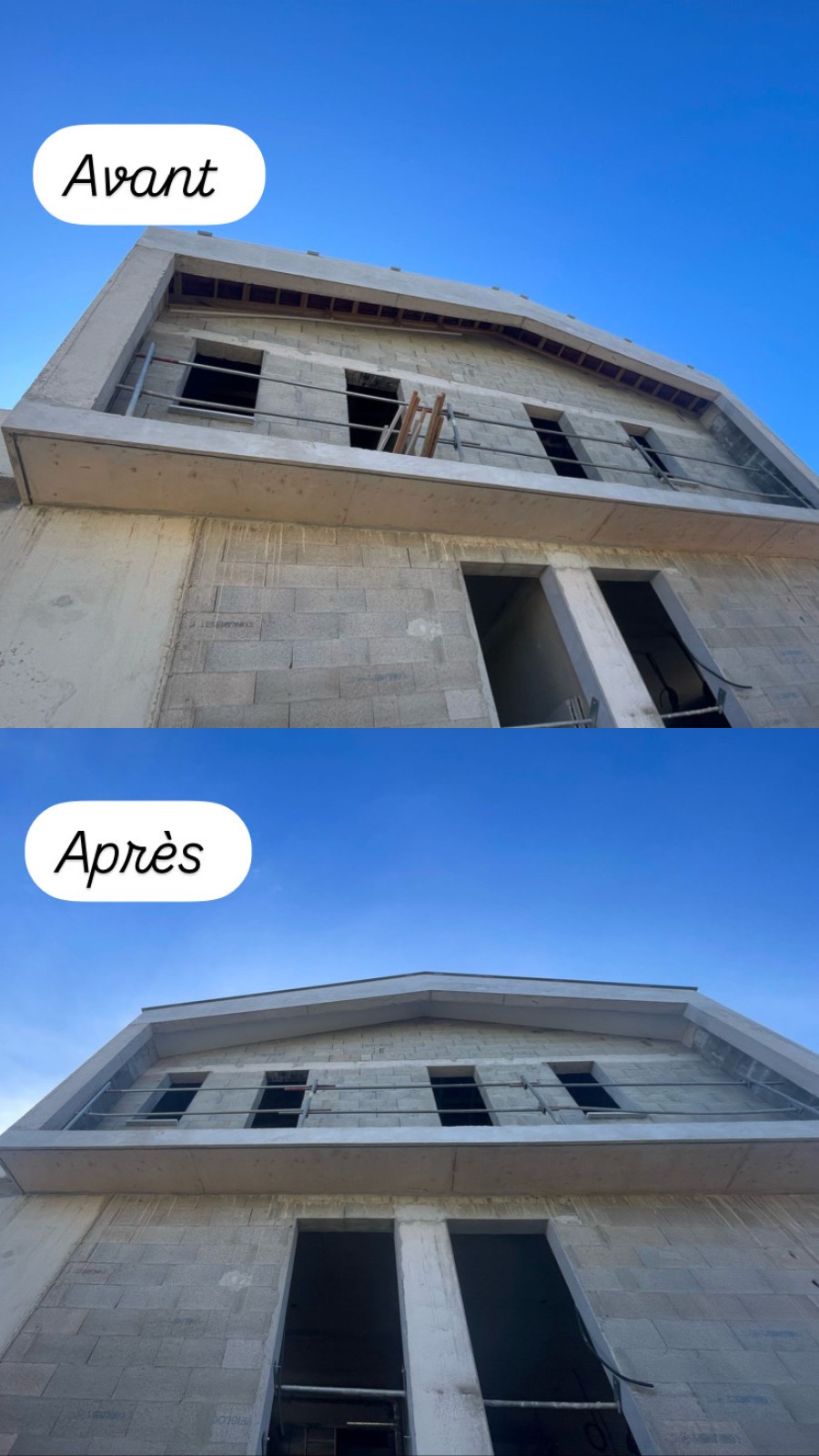 Habillage sous-face blanc RAL 9010 sur ossature bois, Montpellier 