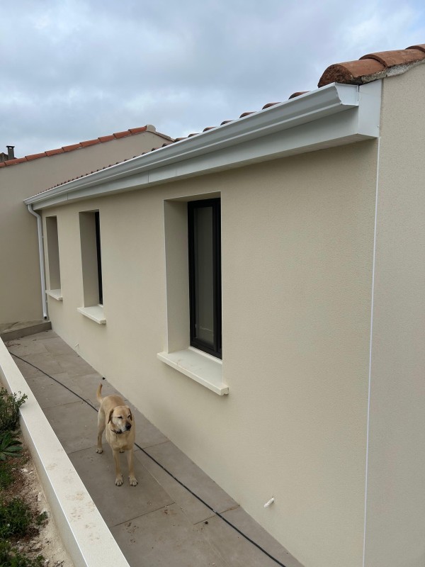  Pose de gouttière G325 et finitions sur génoise, à Cers 